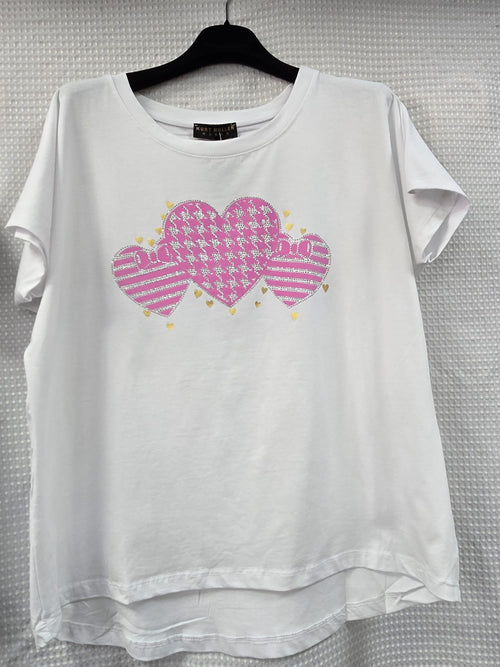 Crystal Hearts Cotton High low T-shirt