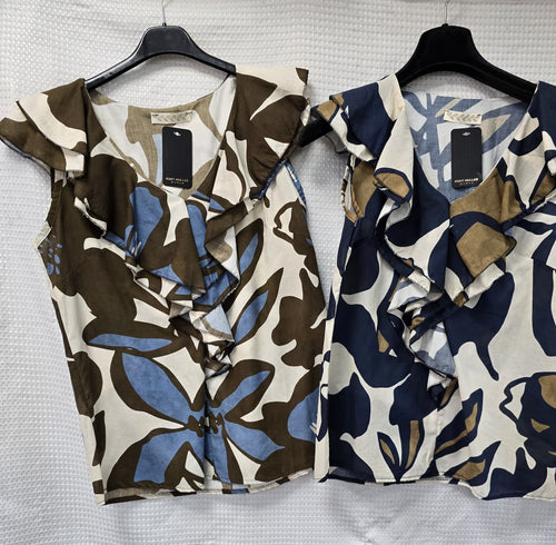 Marble Pure Cotton Frill V Top