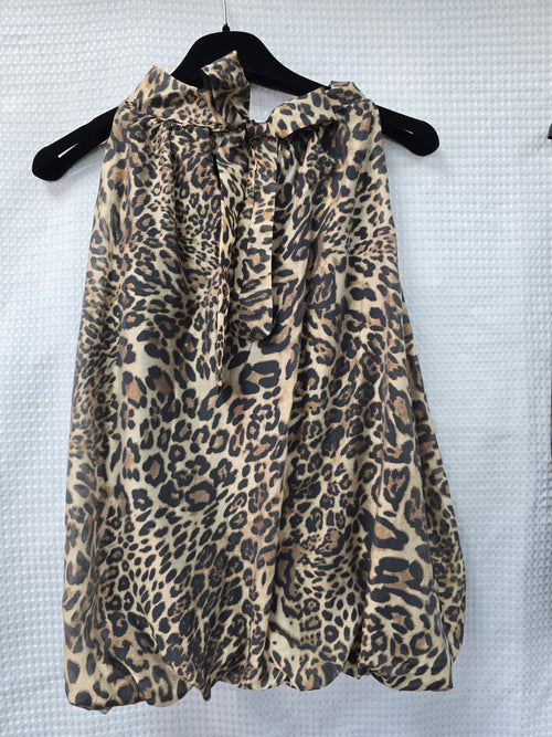 Animal Print Tie Back Tencel Tops