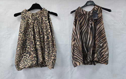 Animal Print Tie Back Tencel Tops