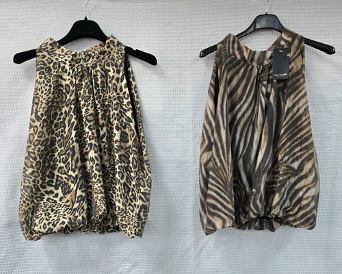 Animal Print Tie Back Tencel Tops