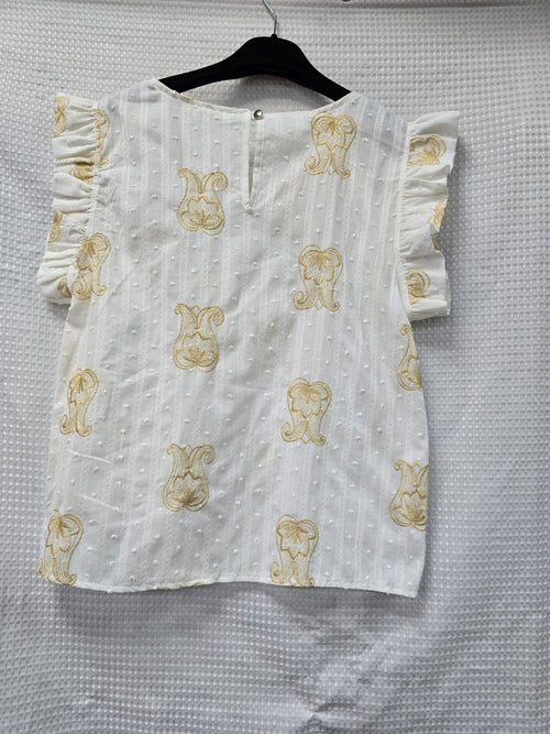 Gold Embroidery Cotton Top