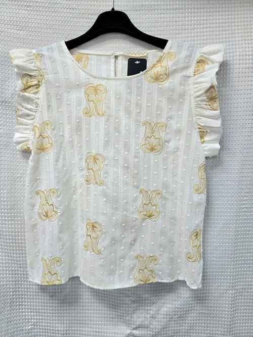 Gold Embroidery Cotton Top