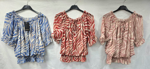 Tonal Zebra Frill Edge Blouse