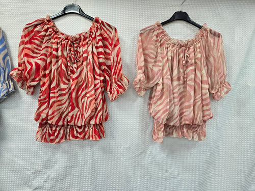 Tonal Zebra Frill Edge Blouse