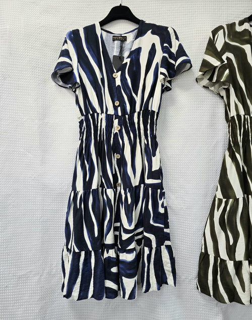 Marble Splash V Midi Dress