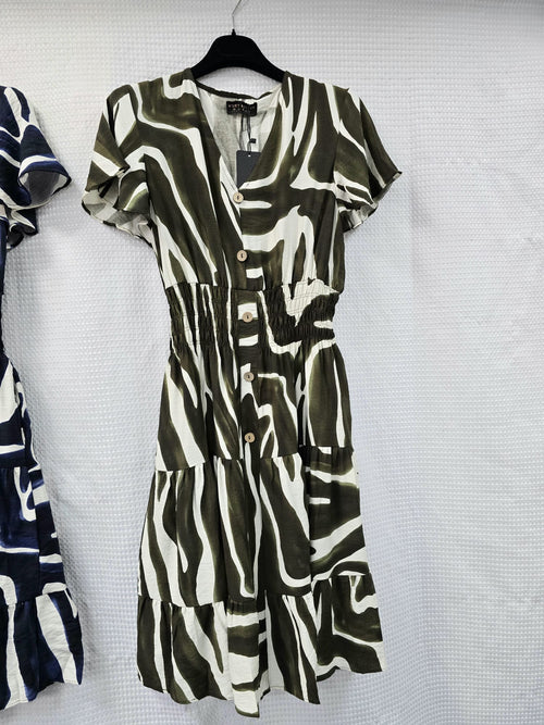 Marble Splash V Midi Dress