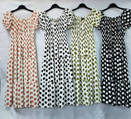 Big Polka Dot Bardot Midi Dress