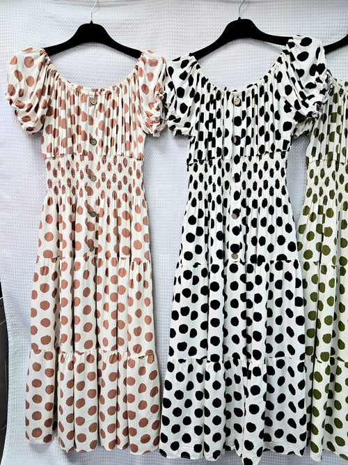 Big Polka Dot Bardot Midi Dress