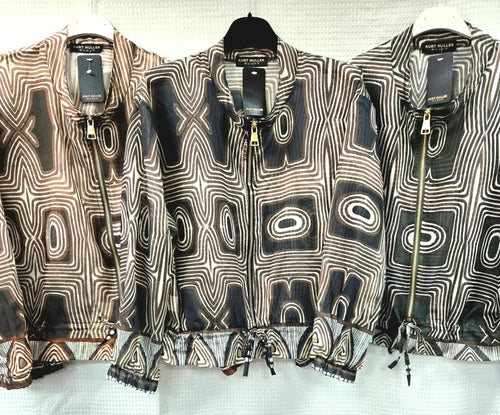 Retro Geometric Zip Tencel Bomber Jacket