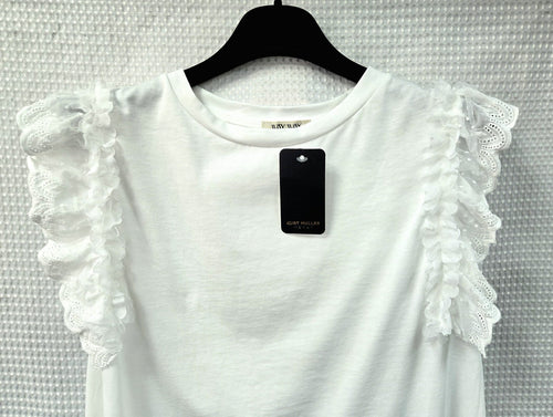 Asymmetric Pure Cotton Frill Sleeve Tshirt Top