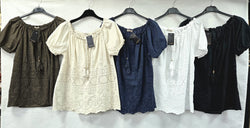 Sophie Crochet Bardot Tassel Pure Cotton Top