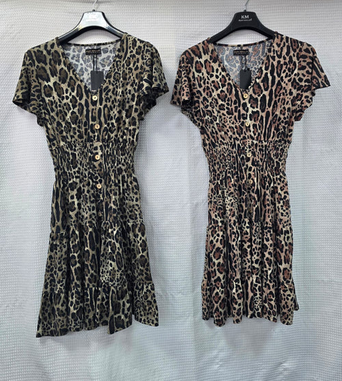 Jaguar Animal Print V Midi Dress