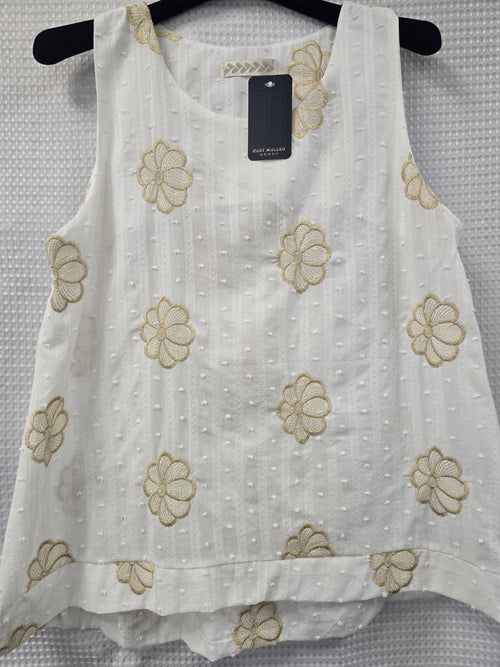 Gold Embroidery Vest Top