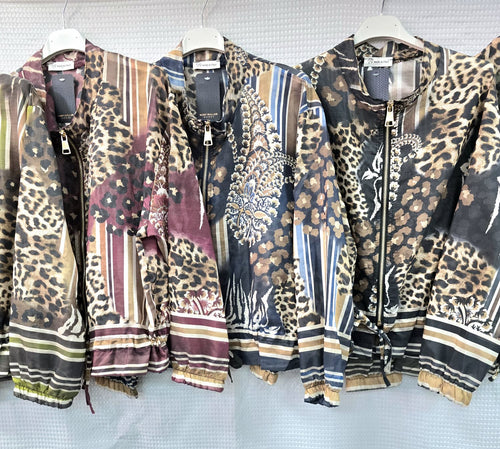 Tonal Leopard Tencel Bomber Jacket