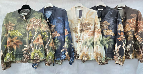 Palm Tree Tencel Bomber Jacket