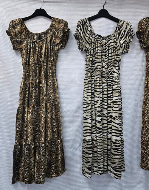 Animal Printed Bardot Midi Dresses