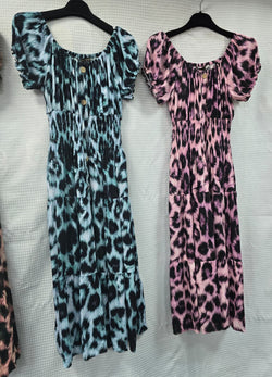 Funky Leopard Bardot Midi Dress