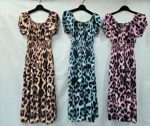 Funky Leopard Bardot Midi Dress