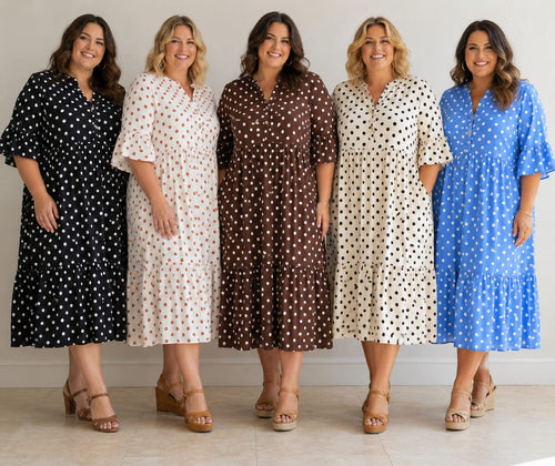 Plus Size Polka Dot Cotton Smock Dress