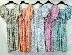 Pull Rouched Floral Cotton Midi Dress