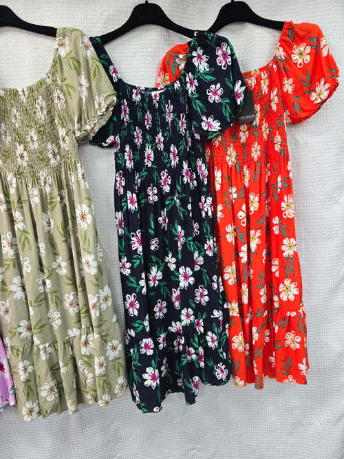 Orchid Cotton Rouched Sheered Dress