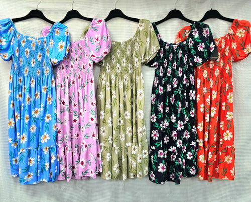 Orchid Cotton Rouched Sheered Dress