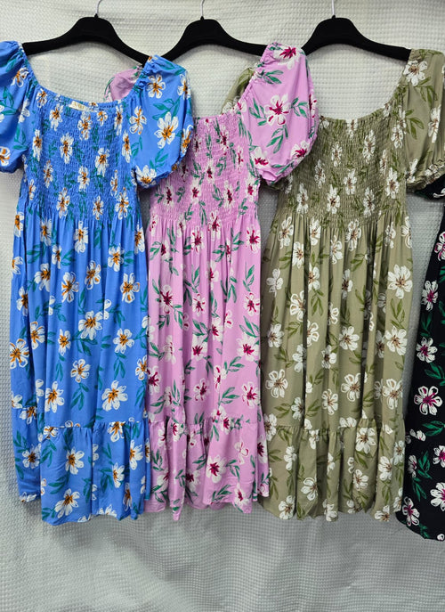 Orchid Cotton Rouched Sheered Dress