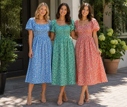 Ditzy Floral Sheered Cotton Midi Dress