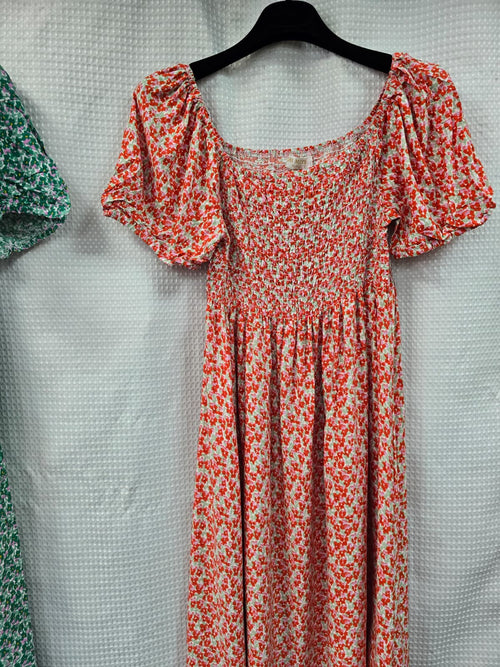 Ditzy Floral Sheered Cotton Midi Dress