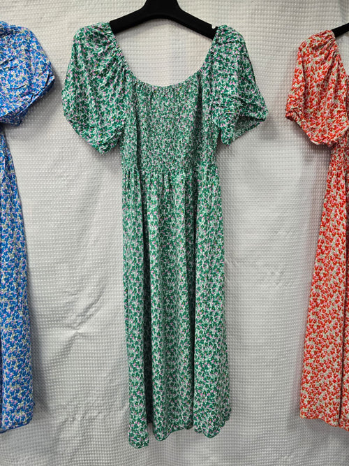 Ditzy Floral Sheered Cotton Midi Dress