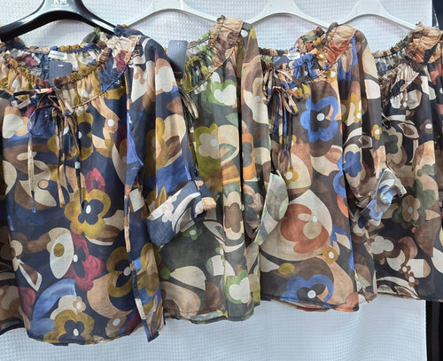 Funky Daisy Silky Bardot Blouse