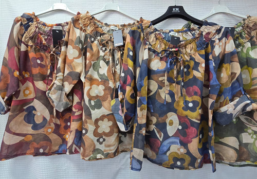 Funky Daisy Silky Bardot Blouse
