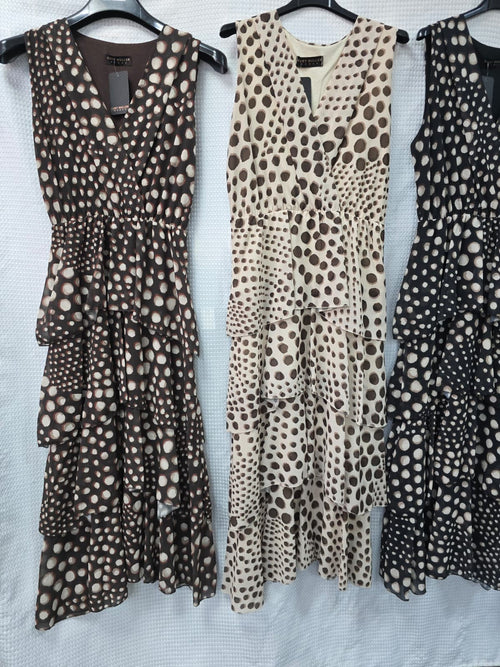 Tina Tonal Dot Crossover Layered Maxi Dress