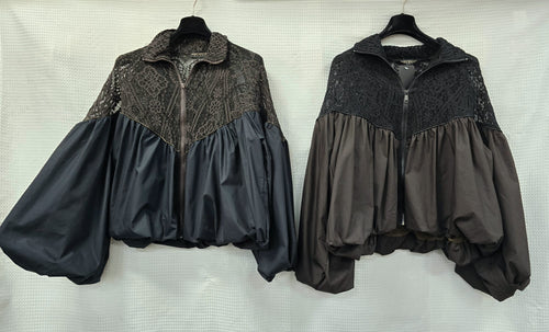 Luxury Lace Trim Zip Blouson Jacket