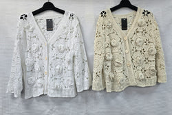 3D Rose Pure Cotton Crochet Cardigan