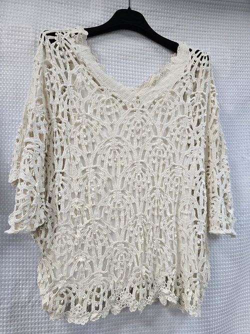 Pure Cotton V neck Crochet 2 Piece Top