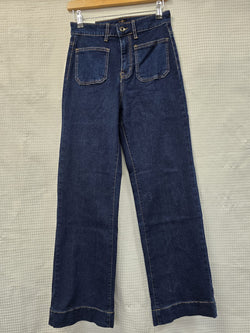 Dark Indigo Two Front pocket Wide Leg Voggo Jeans