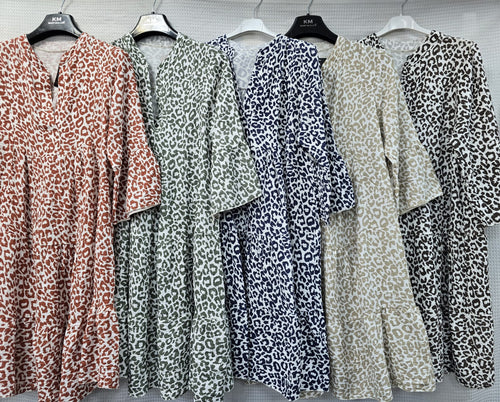 Leopard Pure Cotton Smock Tunic Dress