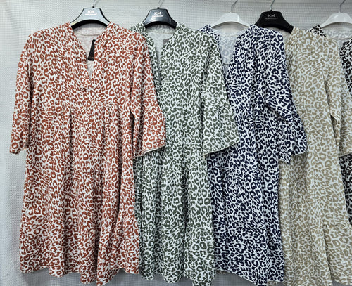 Leopard Pure Cotton Smock Tunic Dress
