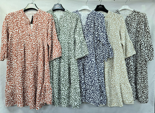 Leopard Pure Cotton Smock Tunic Dress