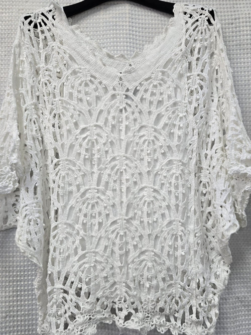 Pure Cotton V neck Crochet 2 Piece Top