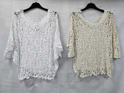 Pure Cotton V neck Crochet 2 Piece Top