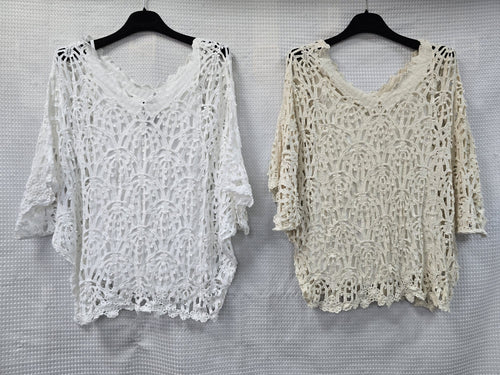 Pure Cotton V neck Crochet 2 Piece Top