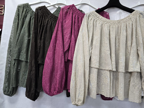 Layered Lace Bow back Cotton Tunic Top