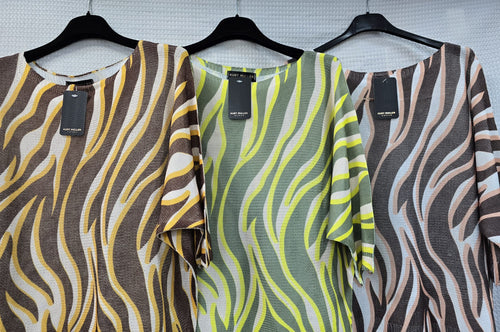 Abstract Fine Mesh Knit Top