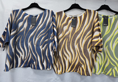 Abstract Fine Mesh Knit Top