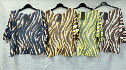 Abstract Fine Mesh Knit Top
