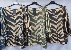 Zebra Printed Fine Mesh Knit Top