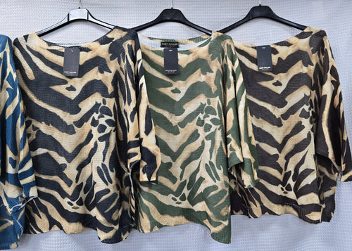 Zebra Printed Fine Mesh Knit Top